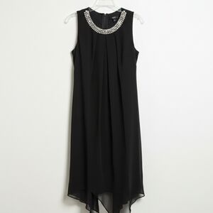 MSK Black Asymmetrical Dress with Embellished Neckline